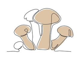 Vector sigle line art mushrooms. Outline honey agaric mushroom. Nature illustration for design