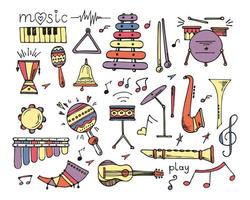 Abstract background music, with tape recorder, silhouette in circle shape. Vector doodle seanless pattern musical instruments. hand drawn illustration