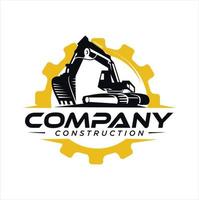 Excavator logo with emblem style vector