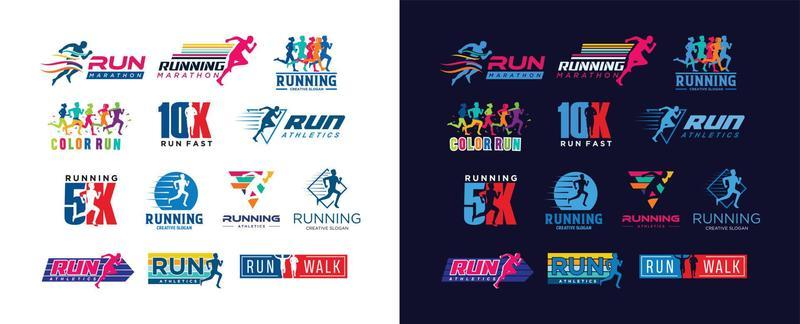 Set Of Run Logo Design vector Stock symbol