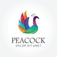 awesome colorful gradient peacock logo design beautiful bird vector