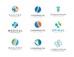 Set Of Chiropractic spinal Center Logo Icon Vector Stock template Art Illustration