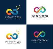 conjunto de logotipo infinito ilimitado con diseño de degradado de color stock vectorial ilimitado vector