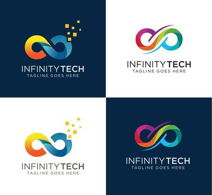 set of Infinity Logo limitless with color gradient Design Vector Stock Limitless