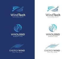 conjunto de logotipo de viento para el diseño de negocios ilustración vectorial de stock vector