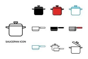 saucepan icon vector set design template