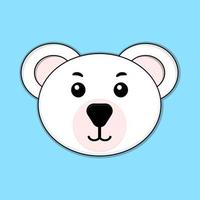 Illustration of polar bear face cartoon character. vector