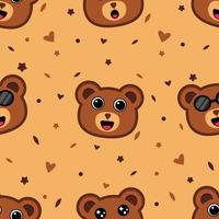 Seamless teddy bear pattern background. vector