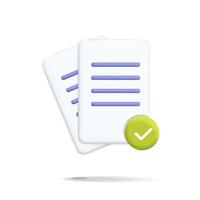 3d vector approved stack of paper sheets icon design