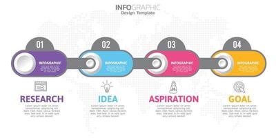 elementos infográficos de 4 pasos para contenido, diagrama, diagrama de flujo, pasos, partes, línea de tiempo, flujo de trabajo, gráfico. vector