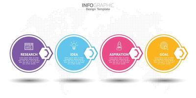 elementos infográficos de 4 pasos para contenido, diagrama, diagrama de flujo, pasos, partes, línea de tiempo, flujo de trabajo, gráfico. vector