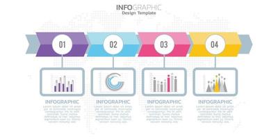 Infographic 4 steps elements for content, diagram, flowchart, steps, parts, timeline, workflow, chart. vector