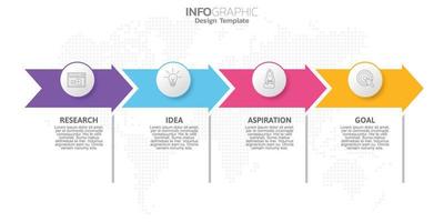 elementos infográficos de 4 pasos para contenido, diagrama, diagrama de flujo, pasos, partes, línea de tiempo, flujo de trabajo, gráfico. vector