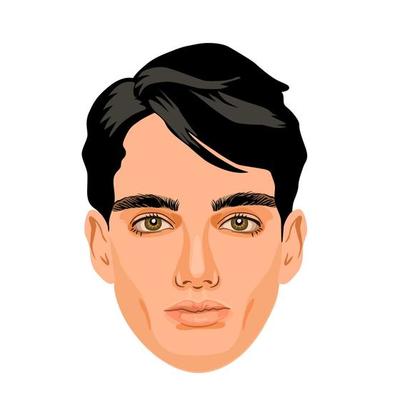 Handsome dark haired man with hazel eyes. Attractive male portrait isolated on white background. Detailed face features.