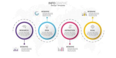 elementos infográficos de 4 pasos para contenido, diagrama, diagrama de flujo, pasos, partes, línea de tiempo, flujo de trabajo, gráfico. vector