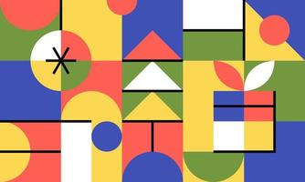 Abstract geometric Christmas background in Bauhaus style. Vector stock illustration.