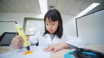 Little girl learning science classroom. video