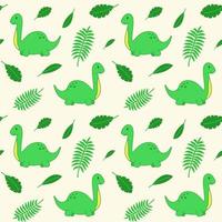 Seamless pattern with funny cartoon dinosaurs. Cute print for children clothes, textile, nursery room decor. Baby background for fabric, postcard, wrapping paper, gift products, wallpaper vector
