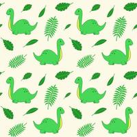 patrón sin costuras con divertidos dinosaurios de dibujos animados. lindo estampado para ropa de niños, textil, decoración de cuarto de niños. fondo de bebé para tela, postal, papel de envolver, productos de regalo, papel tapiz vector