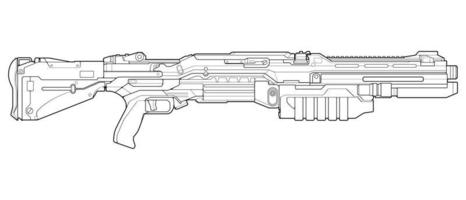 estilo de arte de línea de armas de fuego, arma de fuego, ilustración de arma, línea vectorial, ilustración de arma, arma moderna, concepto militar, arte de línea de pistola para entrenamiento vector