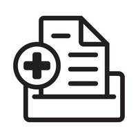 icono de vector de arte de línea de registro médico para aplicaciones o sitios web