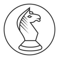 Rounded a knight chess piece line art icon for apps or websites vector