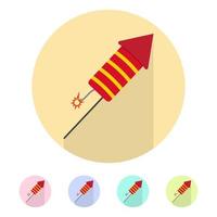 Fireworks or firecrackers flat icon isolated a round background vector