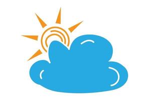 Clouds partly blocking the sun . Flat color icon for apps or website vector