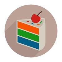 Rainbow layer cake with cherry fruit on a brown background vector