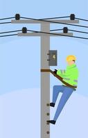 Electrical service  Flat vector Graphic, technician character illustration, Electrician engineer man working.