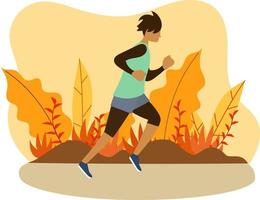 ilustración gráfica vectorial, el niño corriendo y trotando por la mañana, actividad saludable, actividad diaria, atleta de rutina matutina vector