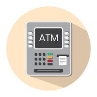 Automated Teller Machine , ATM , flat icon on a round background for apps or websites vector