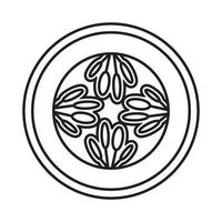 Line art vector icon cucumber slice or gherkin with seeds for apps and websites