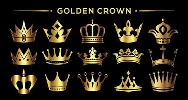 Royal  golden crown  on black background, stock vector illustration