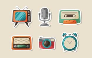 Vintage Stuff Hand Drawn Sticker Pack vector