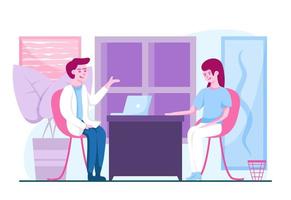 Patient and Doctor Medical Check Up Doctor Appointment Conceptual Flat Illustration vector