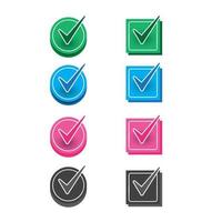 check mark and  icon set. Circle and square. Checkmark Illustration. Vector symbols set ,Vector illustration.