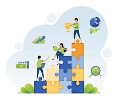Illustration of people brainstorm to solve problems and gain new insights in improving performance and development. Design can be for landing page website poster banner mobile apps web social media ad vector