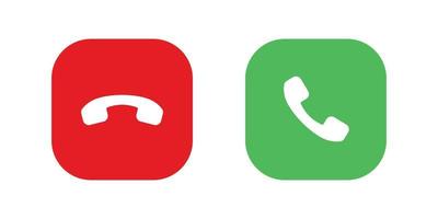 Phone call icon. Accept calling and decline isolated on square button vector