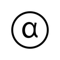 vector de icono de símbolo alfa aislado en la línea del círculo