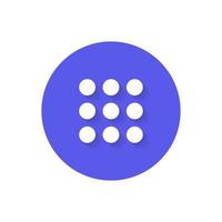 Dial pad button icon vector isolated on circle background