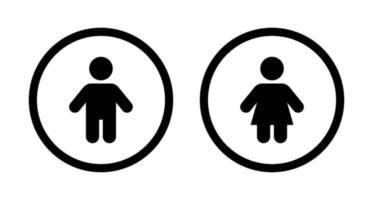 Children sign icon. Boy and girl symbol vector in circle line