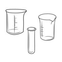 Monochrome Set of various glass measuring cups with divisions, vector illustration in cartoon style on a white background