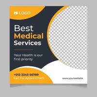 Medical healthcare social media post template vector