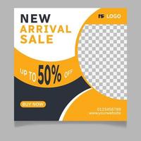 New arrival fashion sale social media post template vector