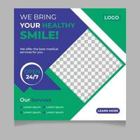 Dental healthcare social media post template vector