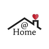 at  home text with house icon. Coronavirus sign. Influenza pandemic logo. Sars Covid-19 symbol. Isolated on white background. Vector illustration image.