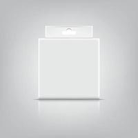 Paper box with hang tab mockup. Template front view for design or branding. Vector illustration