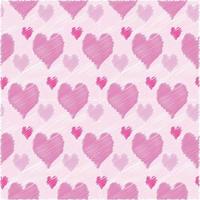 Seamless pattern with valentine hearts, sketch drawing for your design vector