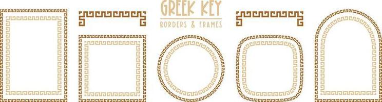 colección de marcos y bordes clave griegos. meandro antiguo decorativo vector